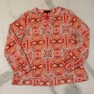 Sanctuary Blousant Belle Paisley Long Sleeve Blouse Womens Medium Tie Front Boho